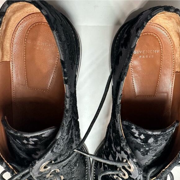 Givenchy Derby Shoes Black IT 38 Lace Velvet Leather Oxford - Picture 2 of 14